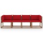 vidaXL Garten-Palettensofa 4-Sitzer mit Kissen Kiefernholz vidaXL Garten-Palettensofa 4-Sitzer mit Kissen Kiefernholz