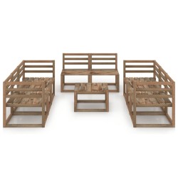 vidaXL 9-tlg. Garten-Lounge-Set Braun Imprägniertes Kiefernholz