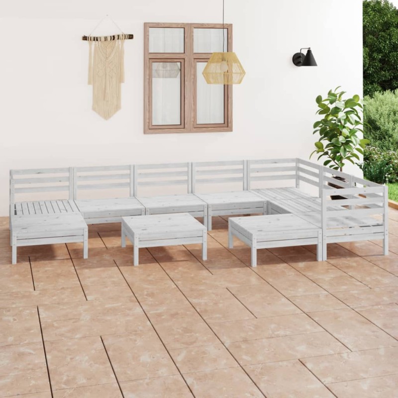 vidaXL 10-tlg. Garten-Lounge-Set Massivholz Kiefer Weiß vidaXL 10-tlg. Garten-Lounge-Set Massivholz Kiefer Weiß
