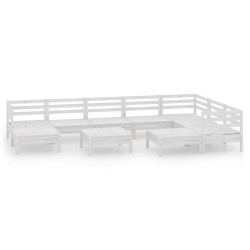 vidaXL 10-tlg. Garten-Lounge-Set Massivholz Kiefer Weiß