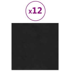 vidaXL Wandpaneele 12 Stk. Schwarz 30x30 cm Samt 1,08 m²