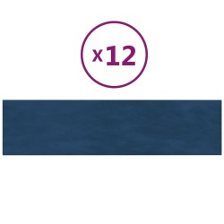 vidaXL Wandpaneele 12 Stk. Blau 60x15 cm Samt 1,08 m²