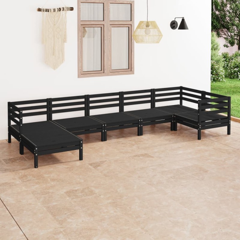 vidaXL 7-tlg. Garten-Lounge-Set Massivholz Kiefer Schwarz vidaXL 7-tlg. Garten-Lounge-Set Massivholz Kiefer Schwarz