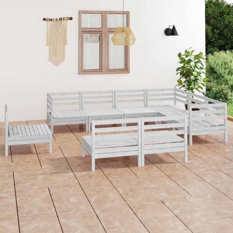 vidaXL 9-tlg. Garten-Lounge-Set Massivholz Kiefer Weiß vidaXL 9-tlg. Garten-Lounge-Set Massivholz Kiefer Weiß