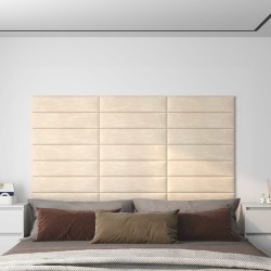 vidaXL Wandpaneele 12 Stk. Creme 60x15 cm Samt 1,08 m²