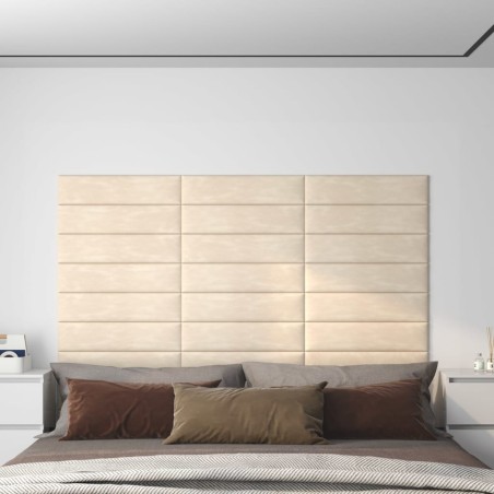 vidaXL Wandpaneele 12 Stk. Creme 60x15 cm Samt 1,08 m²