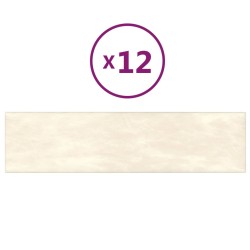 vidaXL Wandpaneele 12 Stk. Creme 60x15 cm Samt 1,08 m²