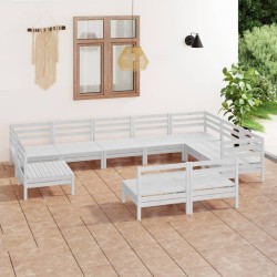 vidaXL 10-tlg. Garten-Lounge-Set Massivholz Kiefer Weiß