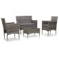 4-tlg. Garten-Lounge-Set mit Auflagen Poly Rattan Grau 4-tlg. Garten-Lounge-Set mit Auflagen Poly Rattan Grau