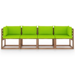 vidaXL Garten-Palettensofa 4-Sitzer mit Kissen Kiefernholz