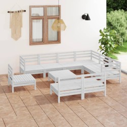 vidaXL 10-tlg. Garten-Lounge-Set Massivholz Kiefer Weiß
