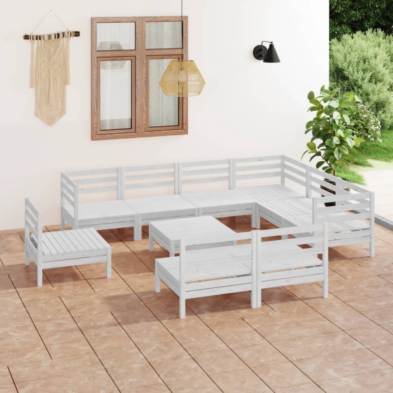 vidaXL 10-tlg. Garten-Lounge-Set Massivholz Kiefer Weiß vidaXL 10-tlg. Garten-Lounge-Set Massivholz Kiefer Weiß