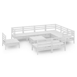 vidaXL 10-tlg. Garten-Lounge-Set Massivholz Kiefer Weiß
