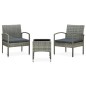 3-tlg. Bistro-Set mit Sitzkissen Poly Rattan Grau 3-tlg. Bistro-Set mit Sitzkissen Poly Rattan Grau