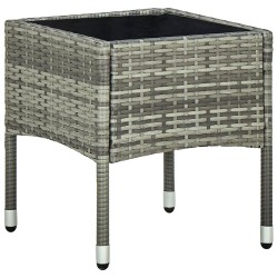 3-tlg. Bistro-Set mit Sitzkissen Poly Rattan Grau