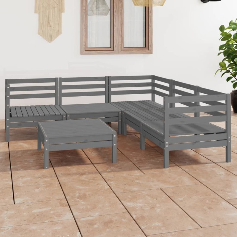 vidaXL 6-tlg. Garten-Lounge-Set Massivholz Kiefer Grau vidaXL 6-tlg. Garten-Lounge-Set Massivholz Kiefer Grau