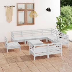 vidaXL 10-tlg. Garten-Lounge-Set Massivholz Kiefer Weiß