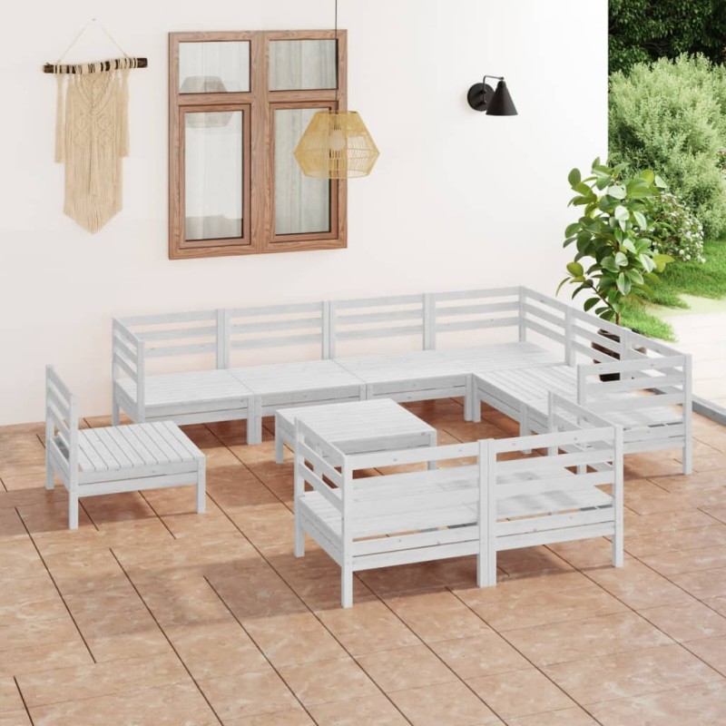 vidaXL 10-tlg. Garten-Lounge-Set Massivholz Kiefer Weiß vidaXL 10-tlg. Garten-Lounge-Set Massivholz Kiefer Weiß