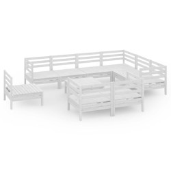 vidaXL 10-tlg. Garten-Lounge-Set Massivholz Kiefer Weiß