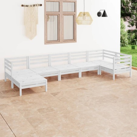 vidaXL 7-tlg. Garten-Lounge-Set Massivholz Kiefer Weiß