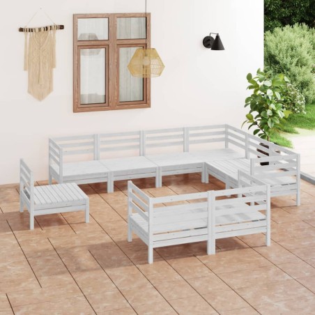 vidaXL 9-tlg. Garten-Lounge-Set Massivholz Kiefer Weiß