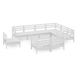 vidaXL 9-tlg. Garten-Lounge-Set Massivholz Kiefer Weiß