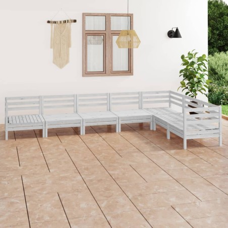 vidaXL 7-tlg. Garten-Lounge-Set Massivholz Kiefer Weiß