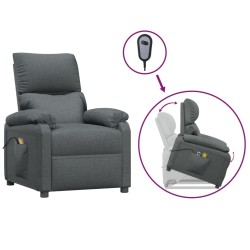 vidaXL Massagesessel mit Aufstehhilfe Dunkelgrau Stoff