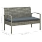 vidaXL 4-tlg. Garten-Lounge-Set mit Auflagen Poly Rattan Grau vidaXL 4-tlg. Garten-Lounge-Set mit Auflagen Poly Rattan Grau