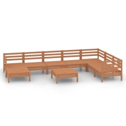 vidaXL 9-tlg. Garten-Lounge-Set Massivholz Kiefer Honigbraun