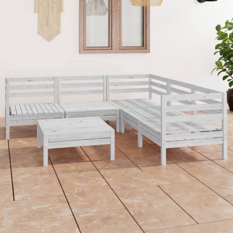 vidaXL 6-tlg. Garten-Lounge-Set Massivholz Kiefer Weiß vidaXL 6-tlg. Garten-Lounge-Set Massivholz Kiefer Weiß