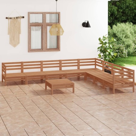 vidaXL 9-tlg. Garten-Lounge-Set Massivholz Kiefer Honigbraun
