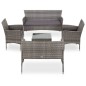 5-tlg. Garten-Lounge-Set mit Auflagen Poly Rattan Grau 5-tlg. Garten-Lounge-Set mit Auflagen Poly Rattan Grau