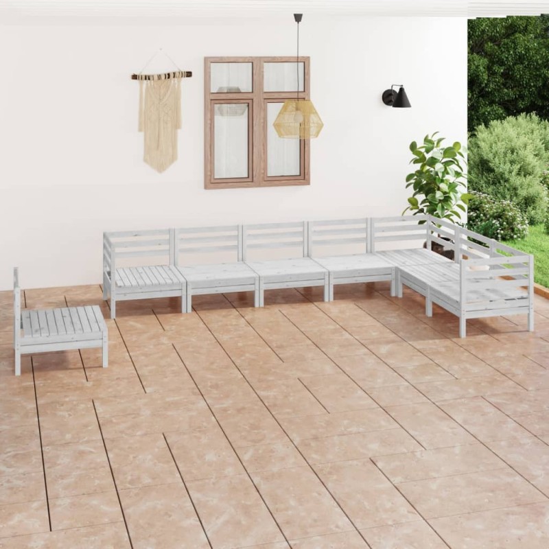 vidaXL 8-tlg. Garten-Lounge-Set Massivholz Kiefer Weiß vidaXL 8-tlg. Garten-Lounge-Set Massivholz Kiefer Weiß