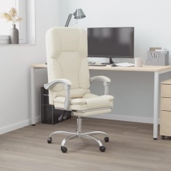 vidaXL Bürostuhl mit Massagefunktion Creme Kunstleder