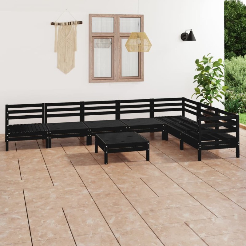vidaXL 8-tlg. Garten-Lounge-Set Massivholz Kiefer Schwarz vidaXL 8-tlg. Garten-Lounge-Set Massivholz Kiefer Schwarz