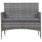 5-tlg. Garten-Lounge-Set mit Auflagen Poly Rattan Grau 5-tlg. Garten-Lounge-Set mit Auflagen Poly Rattan Grau