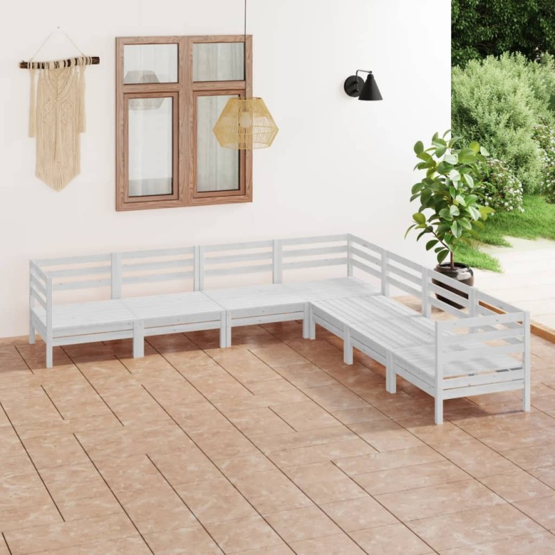vidaXL 7-tlg. Garten-Lounge-Set Massivholz Kiefer Weiß vidaXL 7-tlg. Garten-Lounge-Set Massivholz Kiefer Weiß
