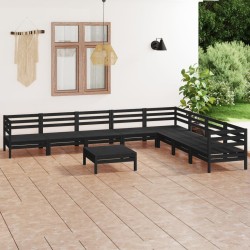 vidaXL 9-tlg. Garten-Lounge-Set Massivholz Kiefer Schwarz