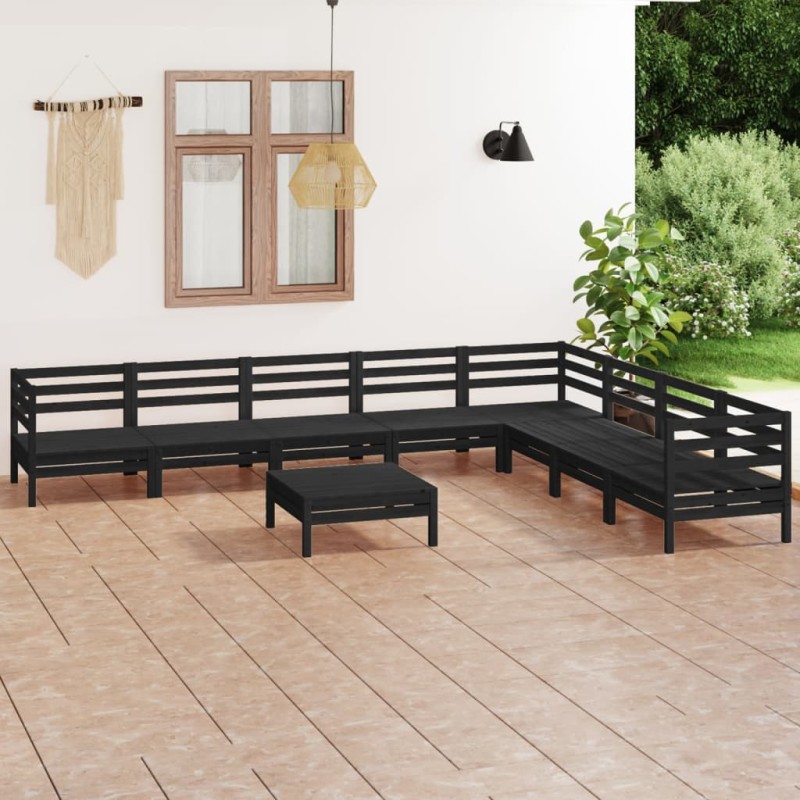vidaXL 9-tlg. Garten-Lounge-Set Massivholz Kiefer Schwarz vidaXL 9-tlg. Garten-Lounge-Set Massivholz Kiefer Schwarz