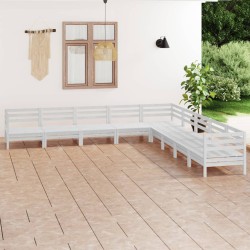 vidaXL 9-tlg. Garten-Lounge-Set Massivholz Kiefer Weiß