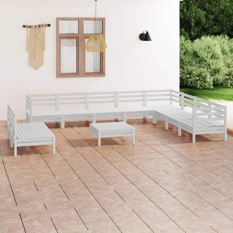 vidaXL 11-tlg. Garten-Lounge-Set Massivholz Kiefer Weiß vidaXL 11-tlg. Garten-Lounge-Set Massivholz Kiefer Weiß