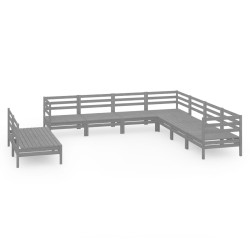 vidaXL 9-tlg. Garten-Lounge-Set Massivholz Kiefer Grau
