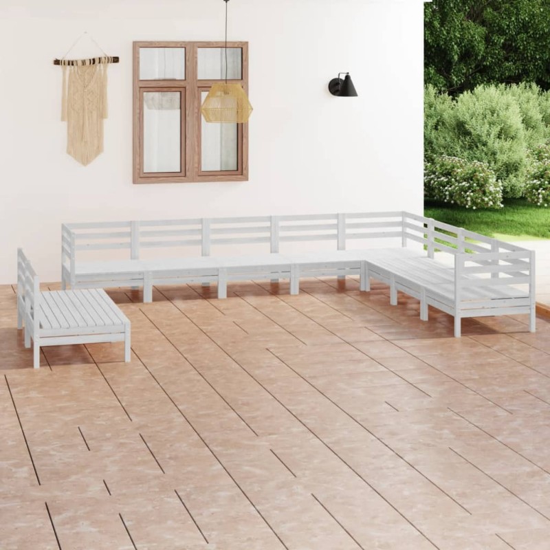 vidaXL 10-tlg. Garten-Lounge-Set Massivholz Kiefer Weiß vidaXL 10-tlg. Garten-Lounge-Set Massivholz Kiefer Weiß