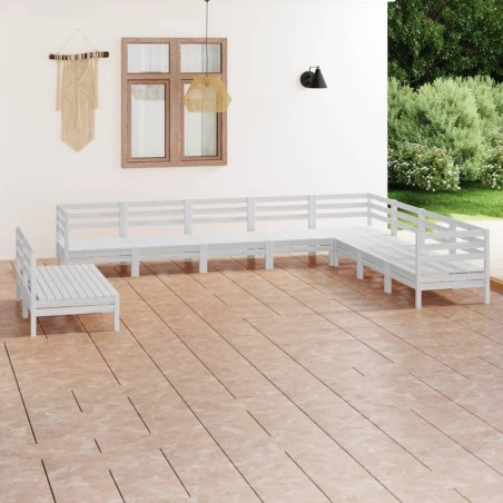 vidaXL 10-tlg. Garten-Lounge-Set Massivholz Kiefer Weiß