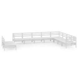 vidaXL 10-tlg. Garten-Lounge-Set Massivholz Kiefer Weiß
