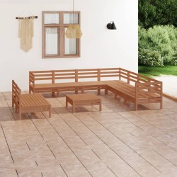 vidaXL 10-tlg. Garten-Lounge-Set Massivholz Kiefer Honigbraun