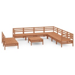 vidaXL 10-tlg. Garten-Lounge-Set Massivholz Kiefer Honigbraun