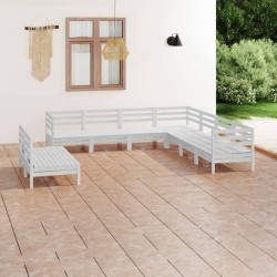 vidaXL 9-tlg. Garten-Lounge-Set Massivholz Kiefer Weiß