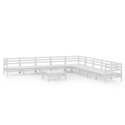 vidaXL 10-tlg. Garten-Lounge-Set Massivholz Kiefer Weiß